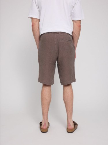 Regular Linen Shorts grey brown1